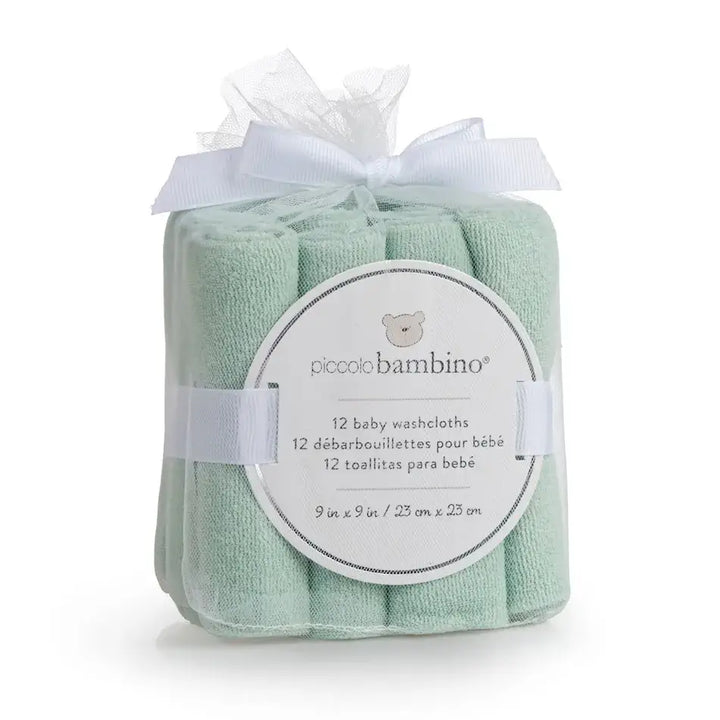 12 Pack Cotton Washcloths: Green