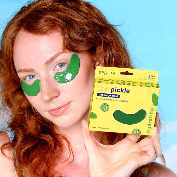 Pickle Shaped Hydrating Eye Patches l Spa Skincare Gift 8 Pk
