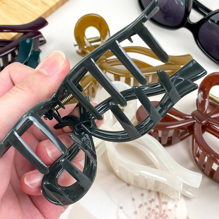 Jelly Color Bow Large Claw Clip: Green
