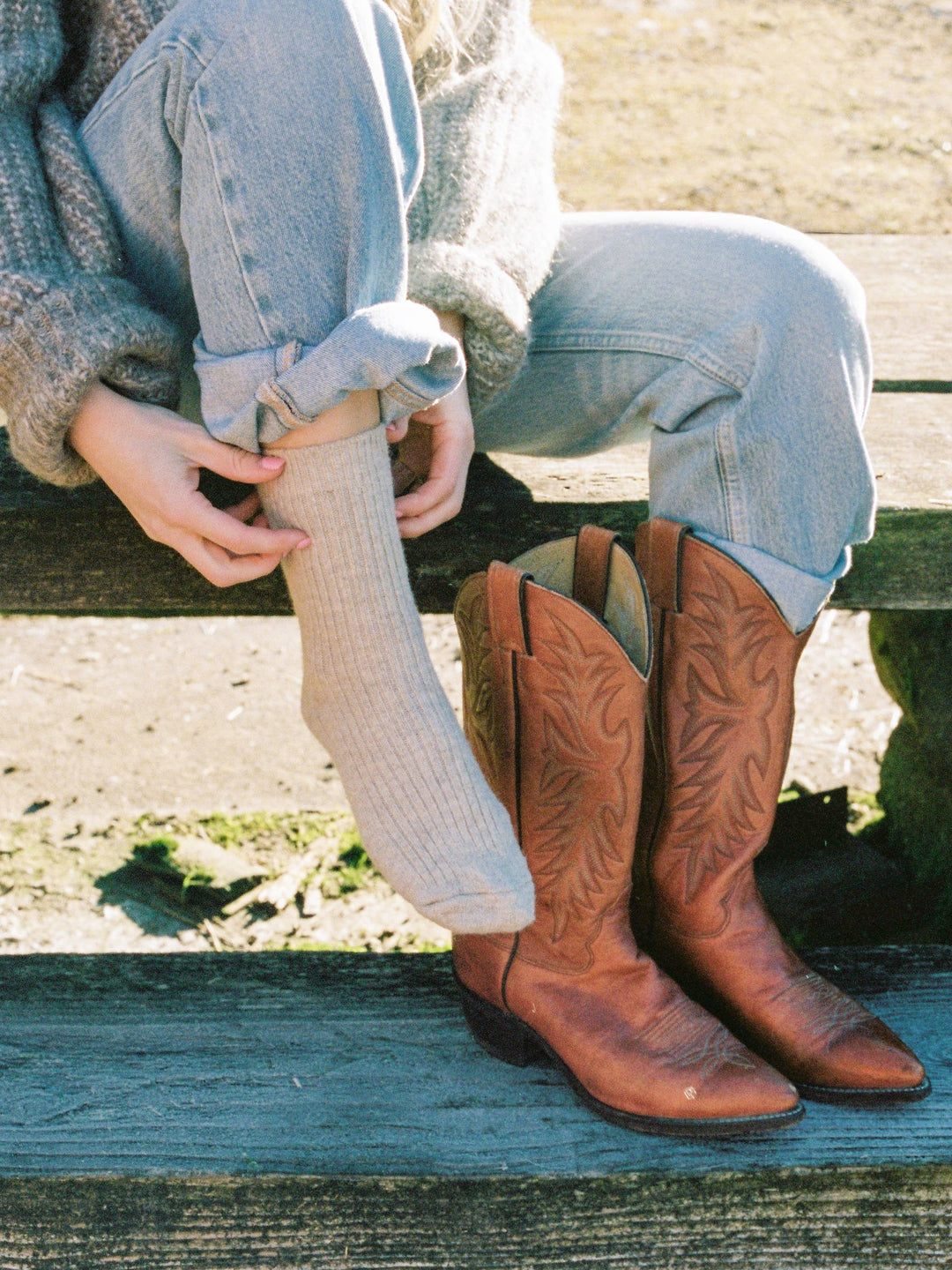 Women's Wool & Angora Crew Socks – Natural Cream