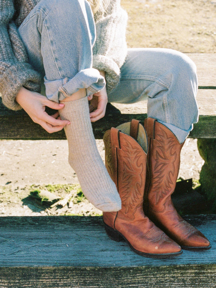 Women's Wool & Angora Crew Socks – Natural Cream