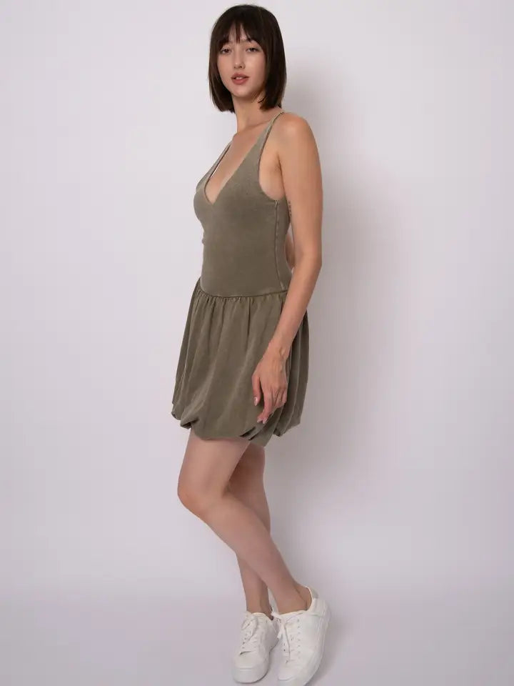 Vara Bubble Dress-Smokey Olive