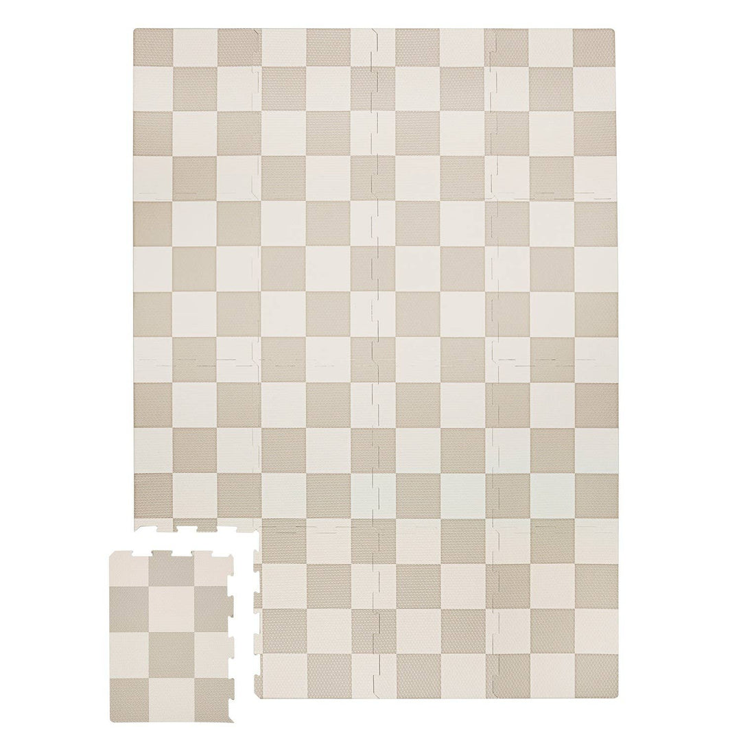 Baby & Kids EVA Foam Puzzle Play Mat: Checkerboard Beige