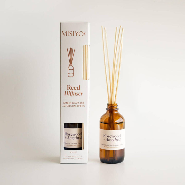 Rosewood + Amethyst | Clean Reed Diffuser: Diffuser Set (with box + reeds)