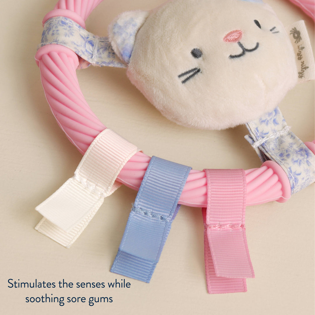 Itzy Ring Pal™ - Teething Ring with Plush Character: Pink Kitty
