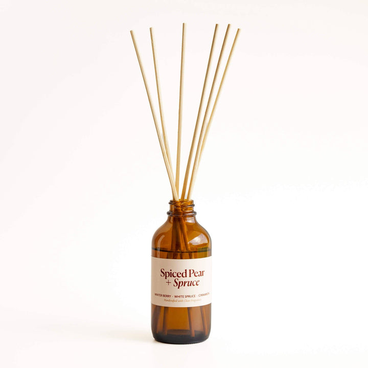 Spiced Pear + Spruce | Clean Reed Diffuser: Diffuser Set (with box + reeds)
