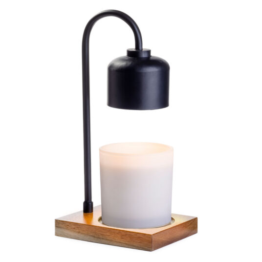 Arched Black And Wood Candle Warmer Lamp