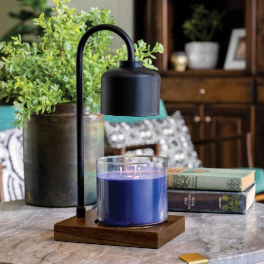 Arched Black And Wood Candle Warmer Lamp