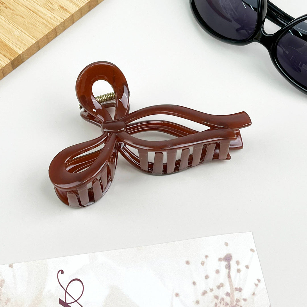 Jelly Color Bow Large Claw Clip: Brown