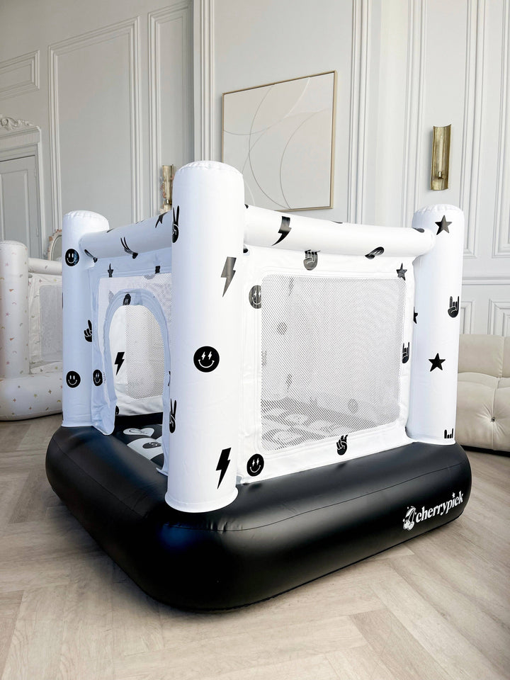 Magic Bounce House – Mini Cordless Indoor Bouncer (Monochrome Smiley)