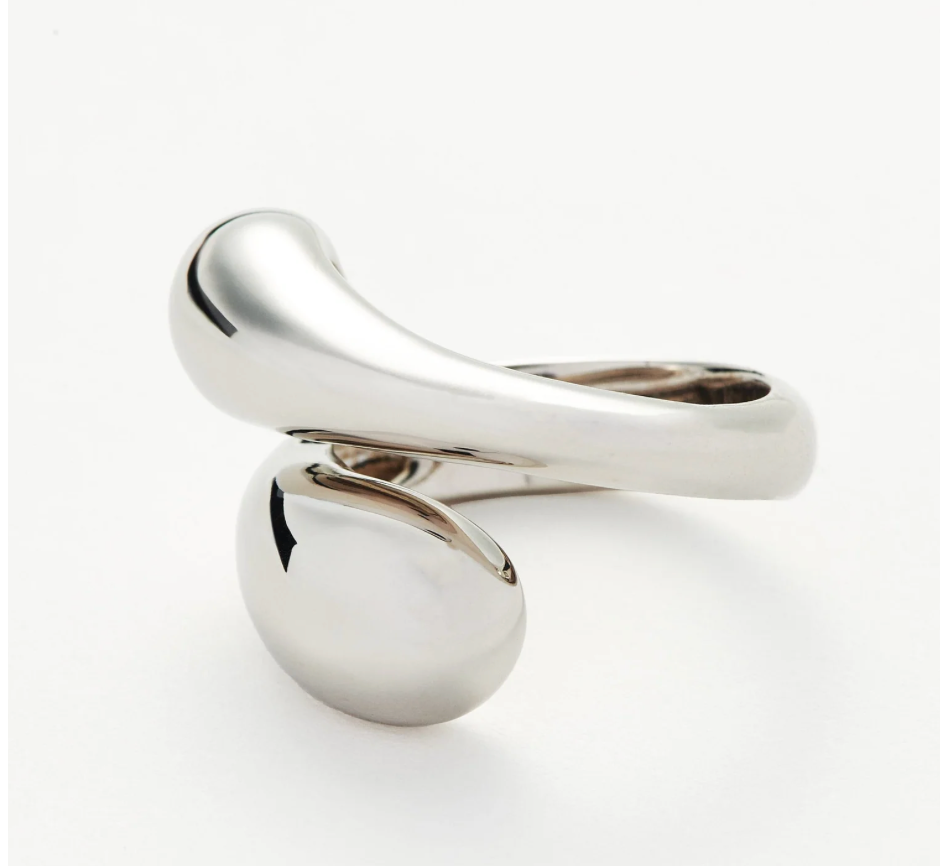 Modern Crossover ByPass Dome Band- Stainless Steel Ring: Yellow Gold