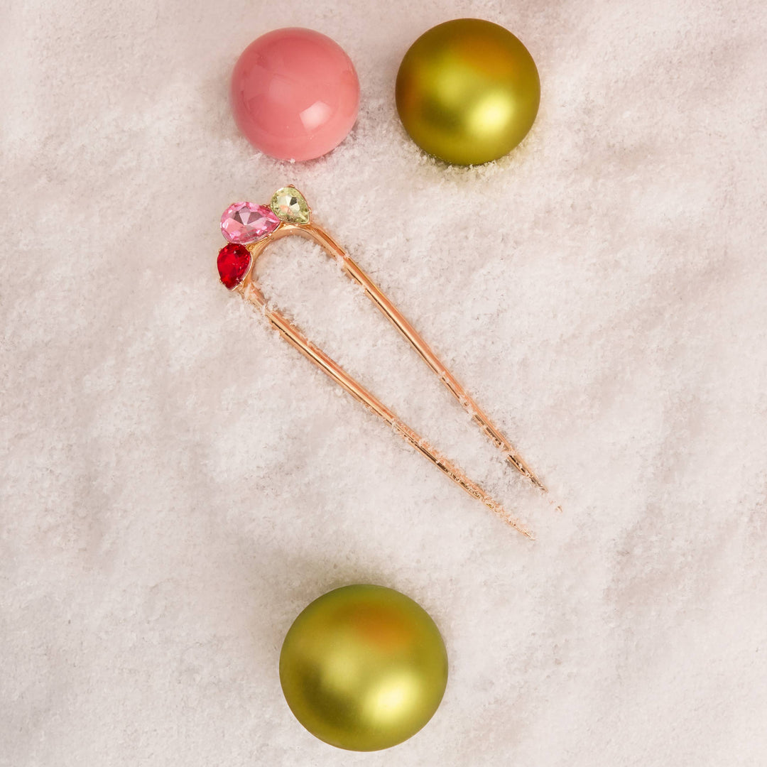 Holiday Gemstone French Hair Pin