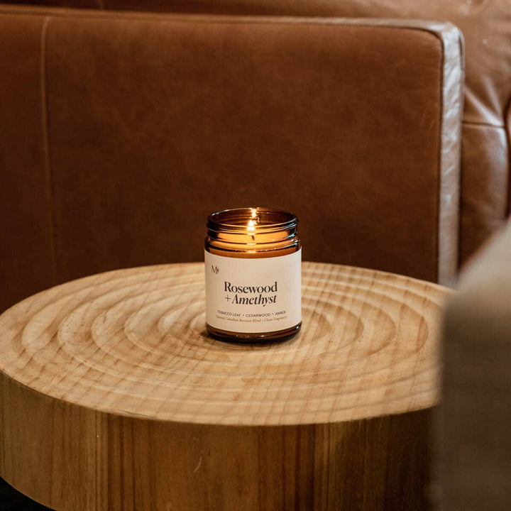 Rosewood + Amethyst |Beeswax Candle