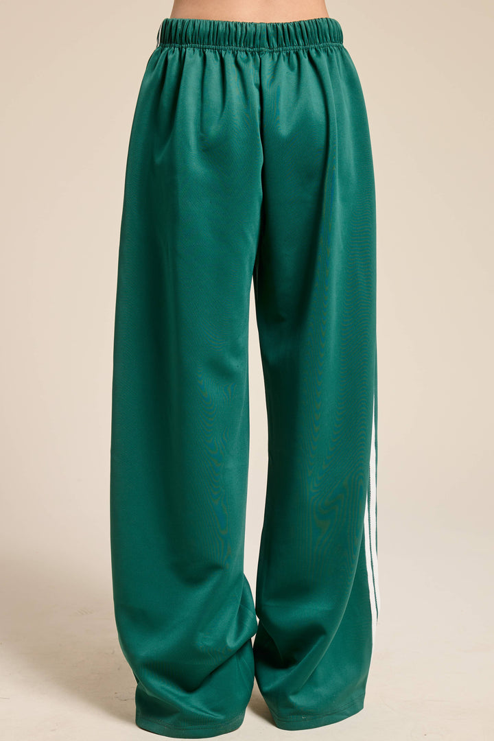Wide Leg Track Pants-Pine