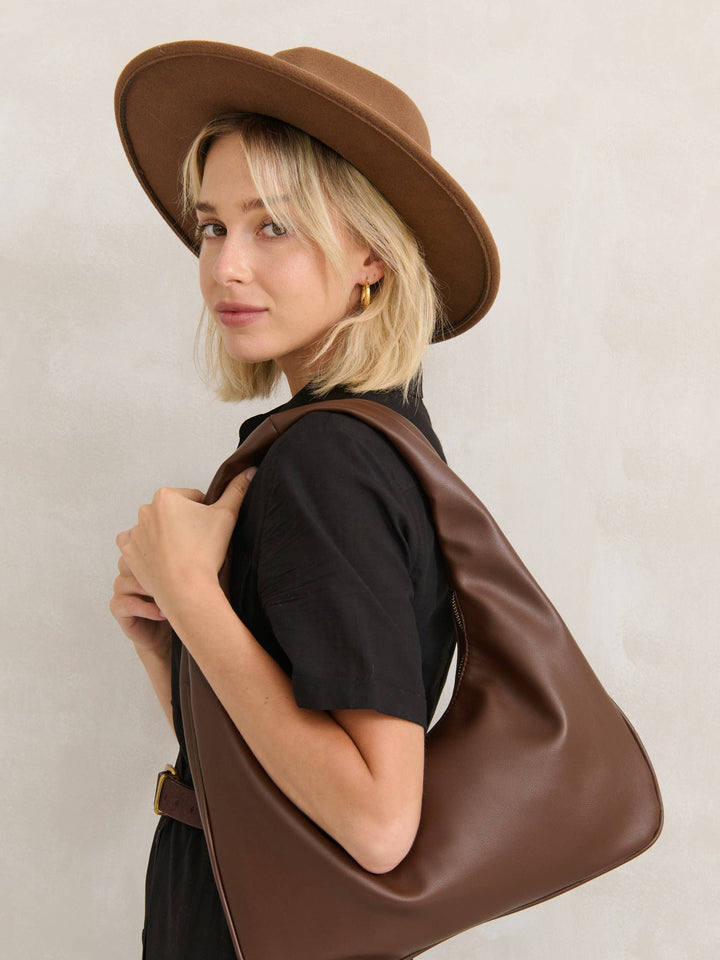 Shoulder Hobo Bag - Brown