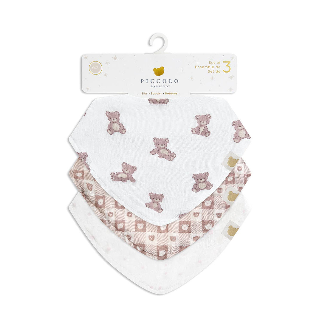 3 Pc Pack Muslin Bandana Bibs One Size- Pink