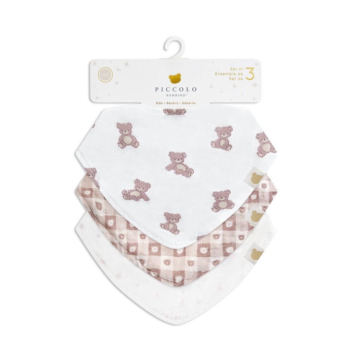 3 Pc Pack Muslin Bandana Bibs One Size- Pink
