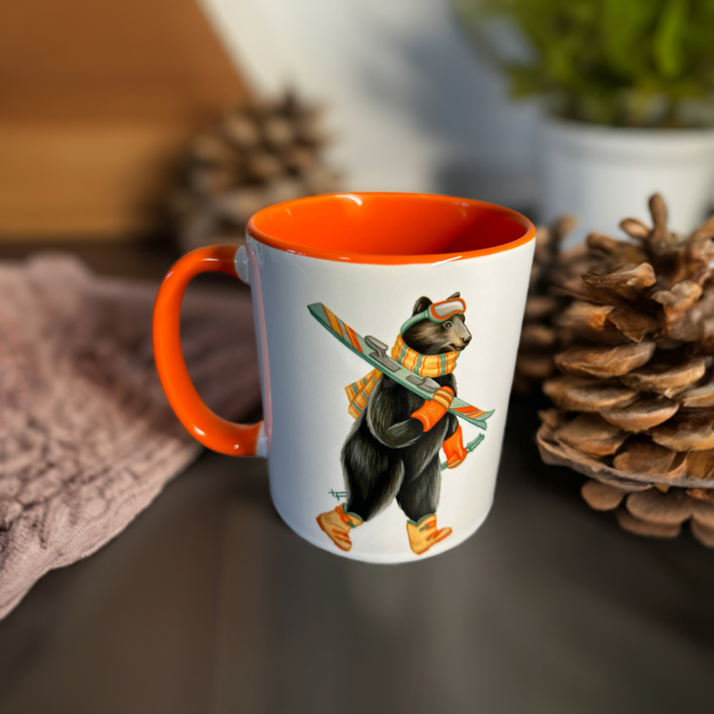 Bear skiing Mug: 11oz - 325ml