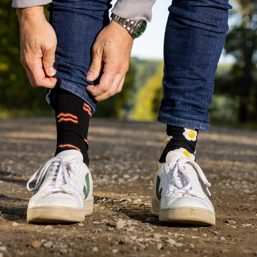 Men's Bacon & Eggs Mismatched Socks