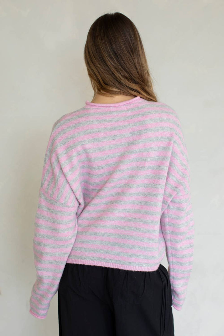 Piper Cardigan - Pink Stripe
