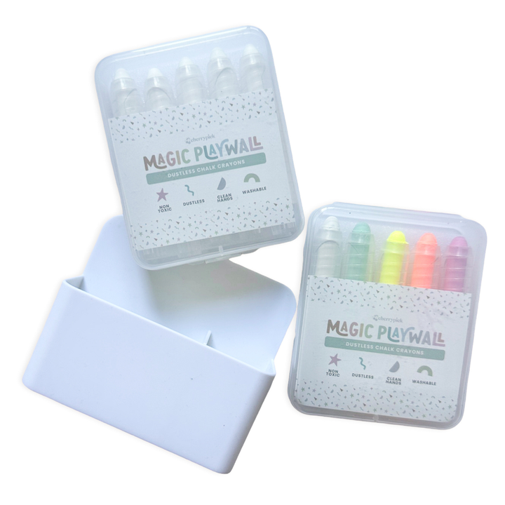 Dustless Chalk Crayons + Magnetic Holder Bundle: White