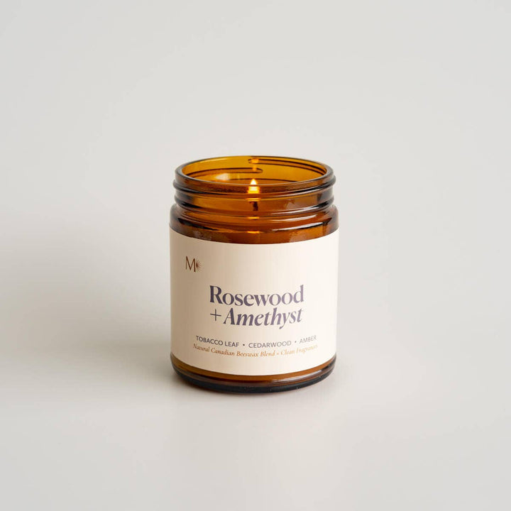 Rosewood + Amethyst |Beeswax Candle