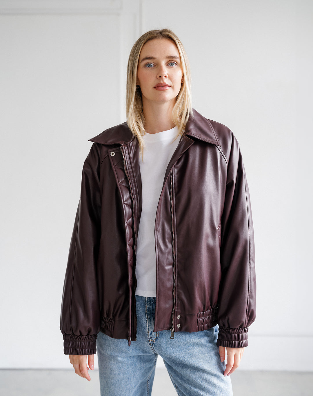 Oversized Bomber Jacket- Plum