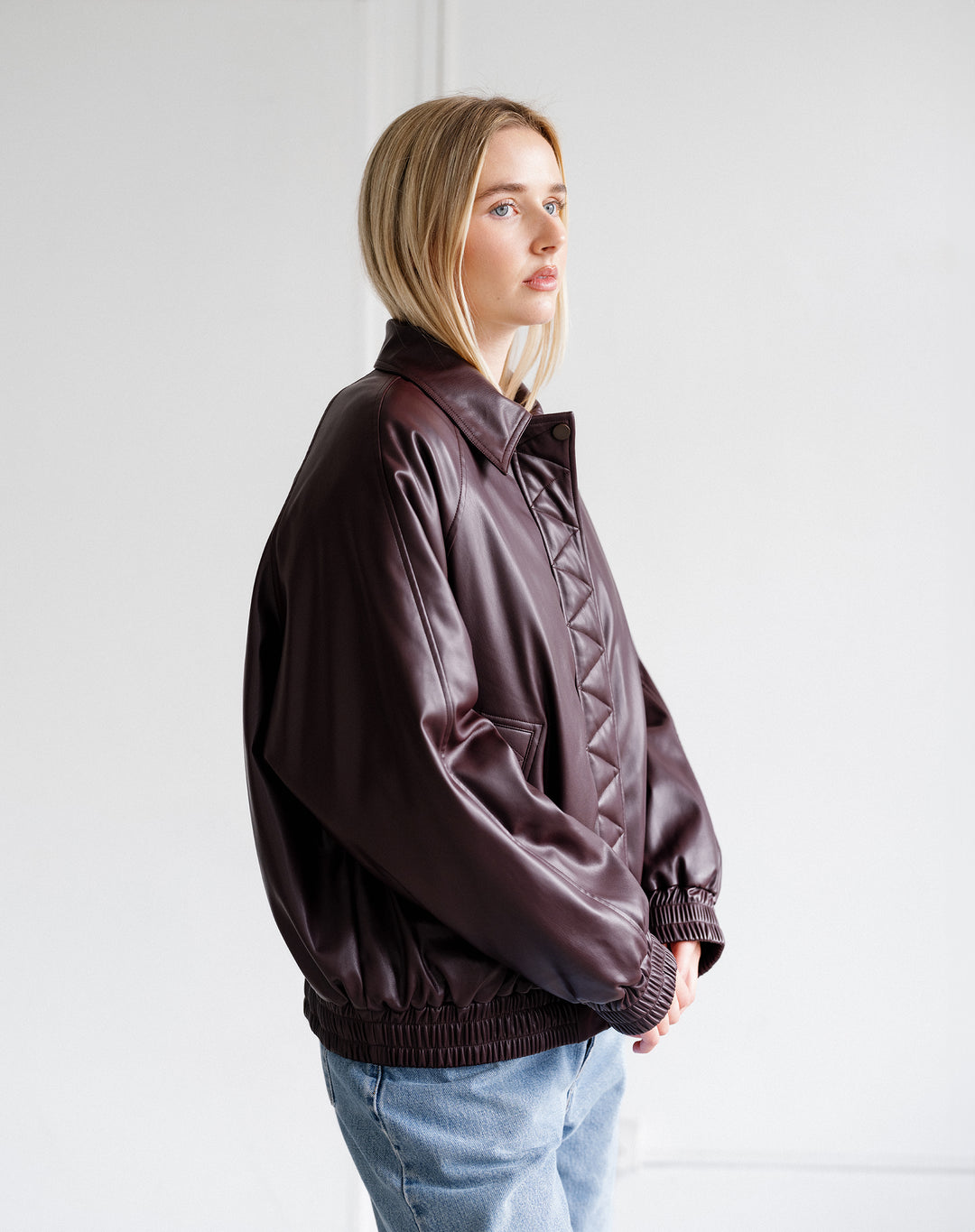 Oversized Bomber Jacket- Plum