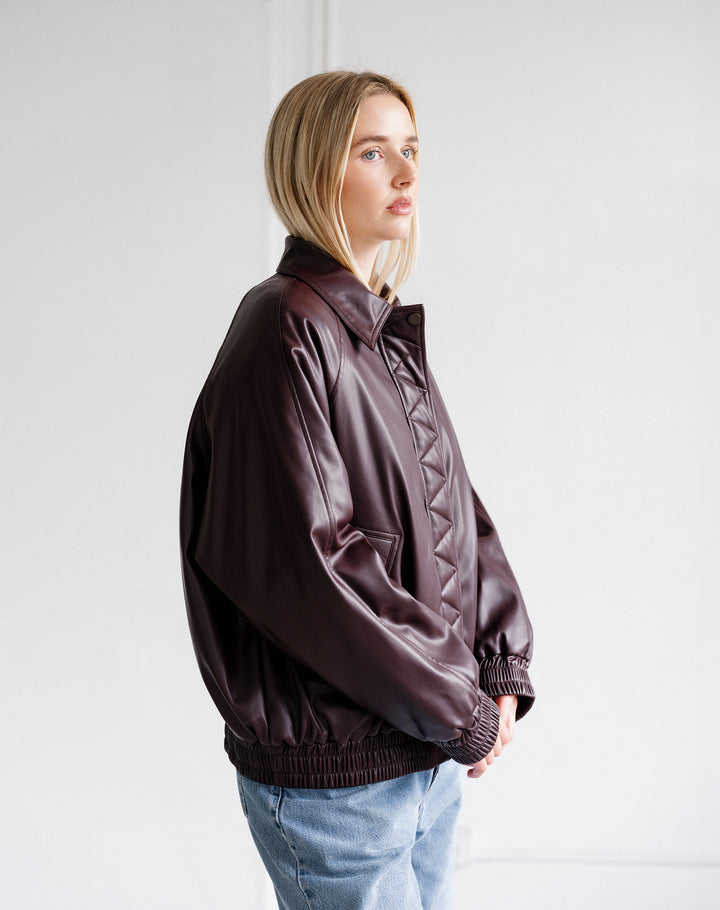 Oversized Bomber Jacket- Plum