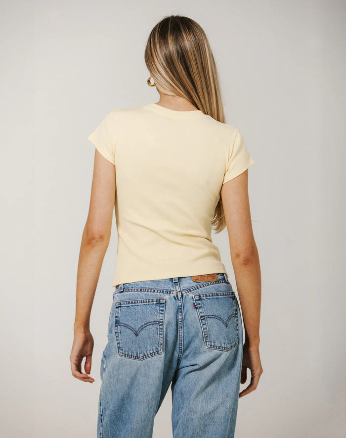 Ribbed Cap Sleeve Tee- Limoncello