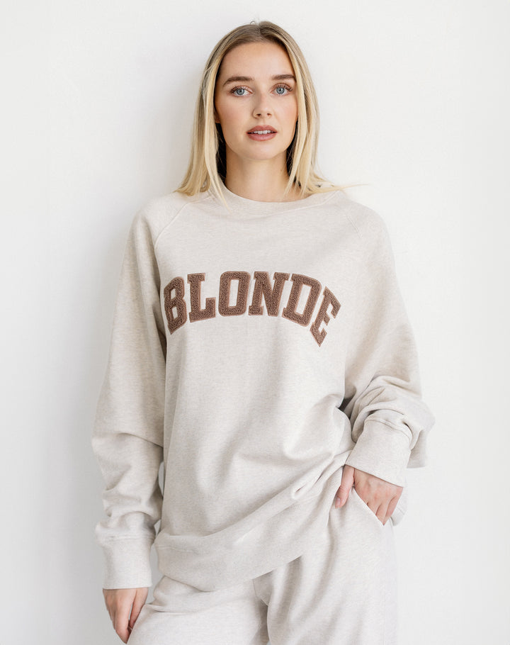 NYBF Blonde Varsity Crew- Oatmeal