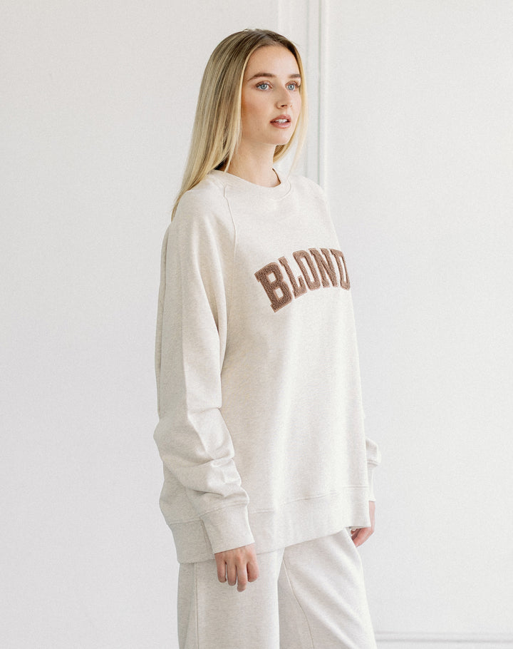 NYBF Blonde Varsity Crew- Oatmeal