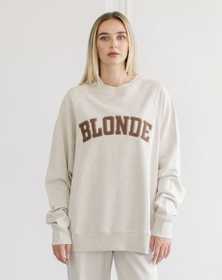 NYBF Blonde Varsity Crew- Oatmeal