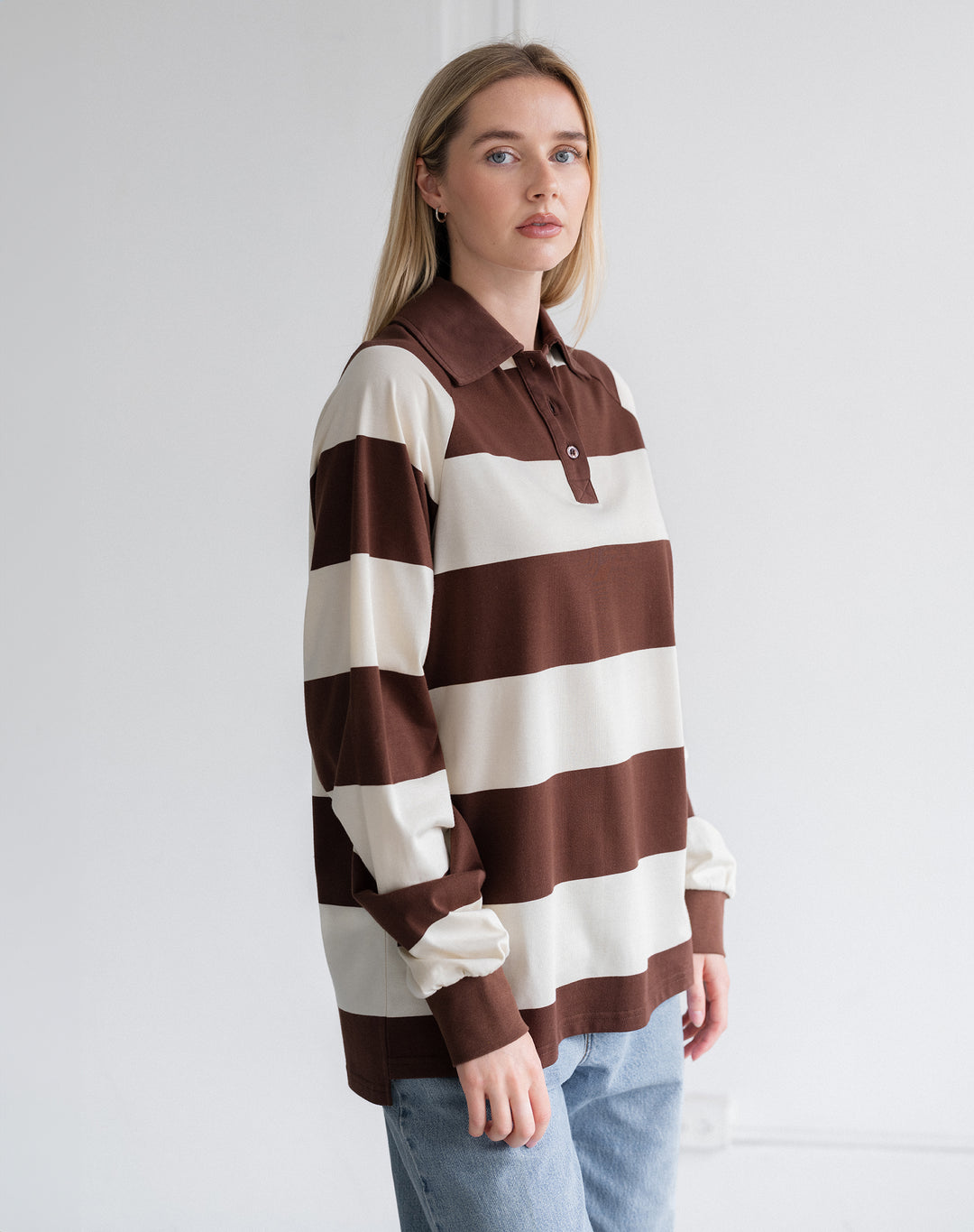 Classic Rugby Polo- Cream/Espresso