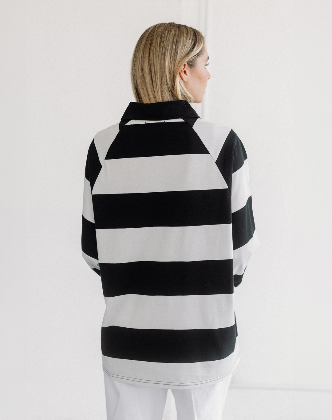 Classic Rugby Polo- White/Washed Black