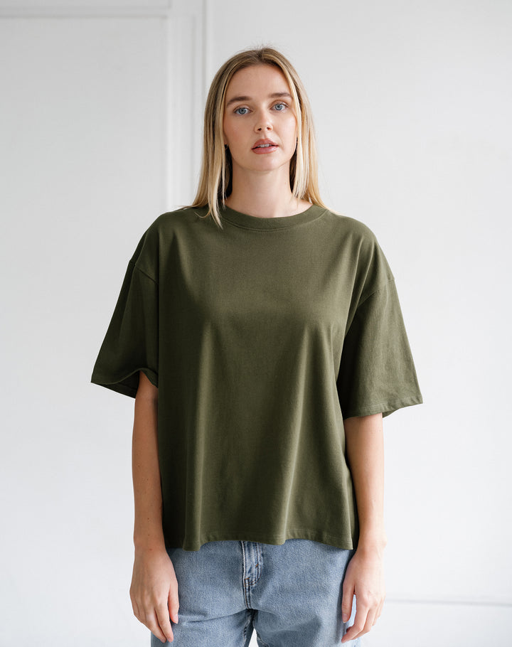 Boxy Tee- Chive