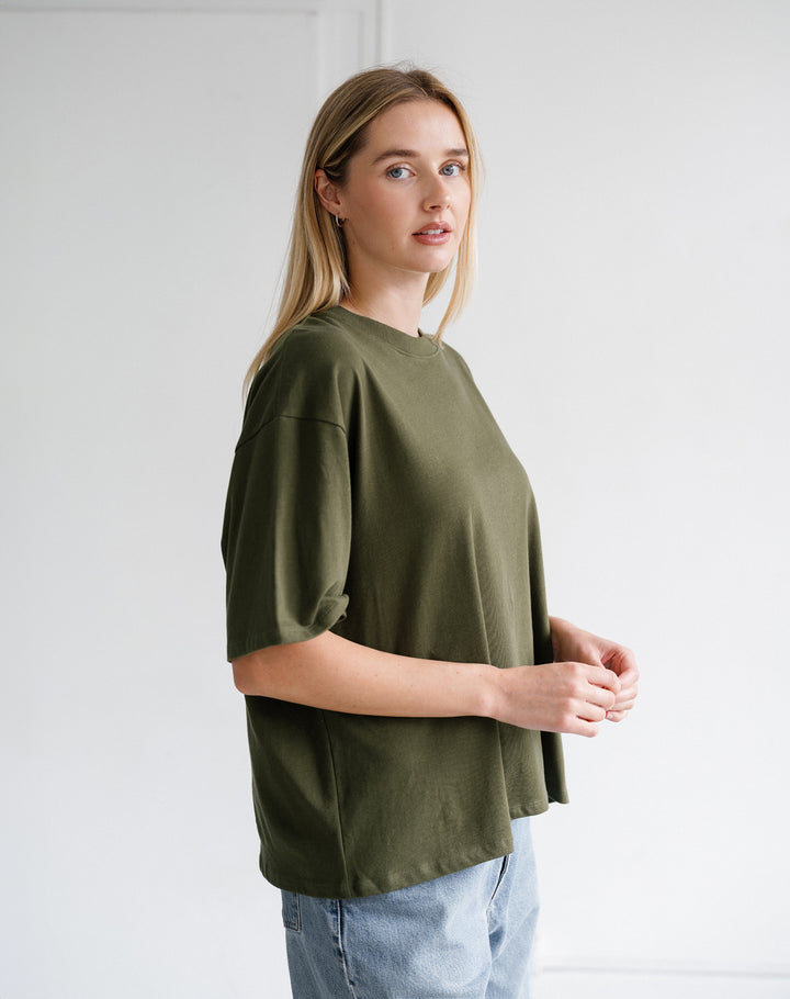Boxy Tee- Chive