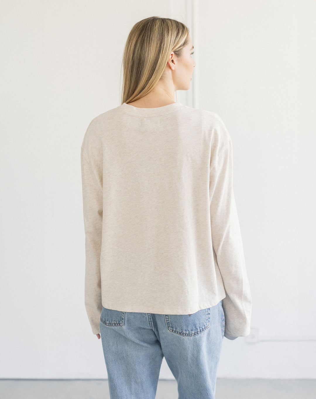 Long Sleeve Boxy Tee- Oatmeal