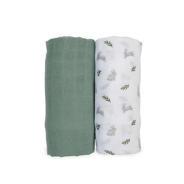 Muslin Swaddle- Bunny + Fern 2 Pack