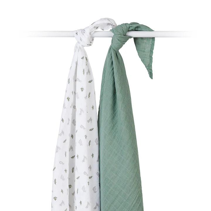 Muslin Swaddle- Bunny + Fern 2 Pack