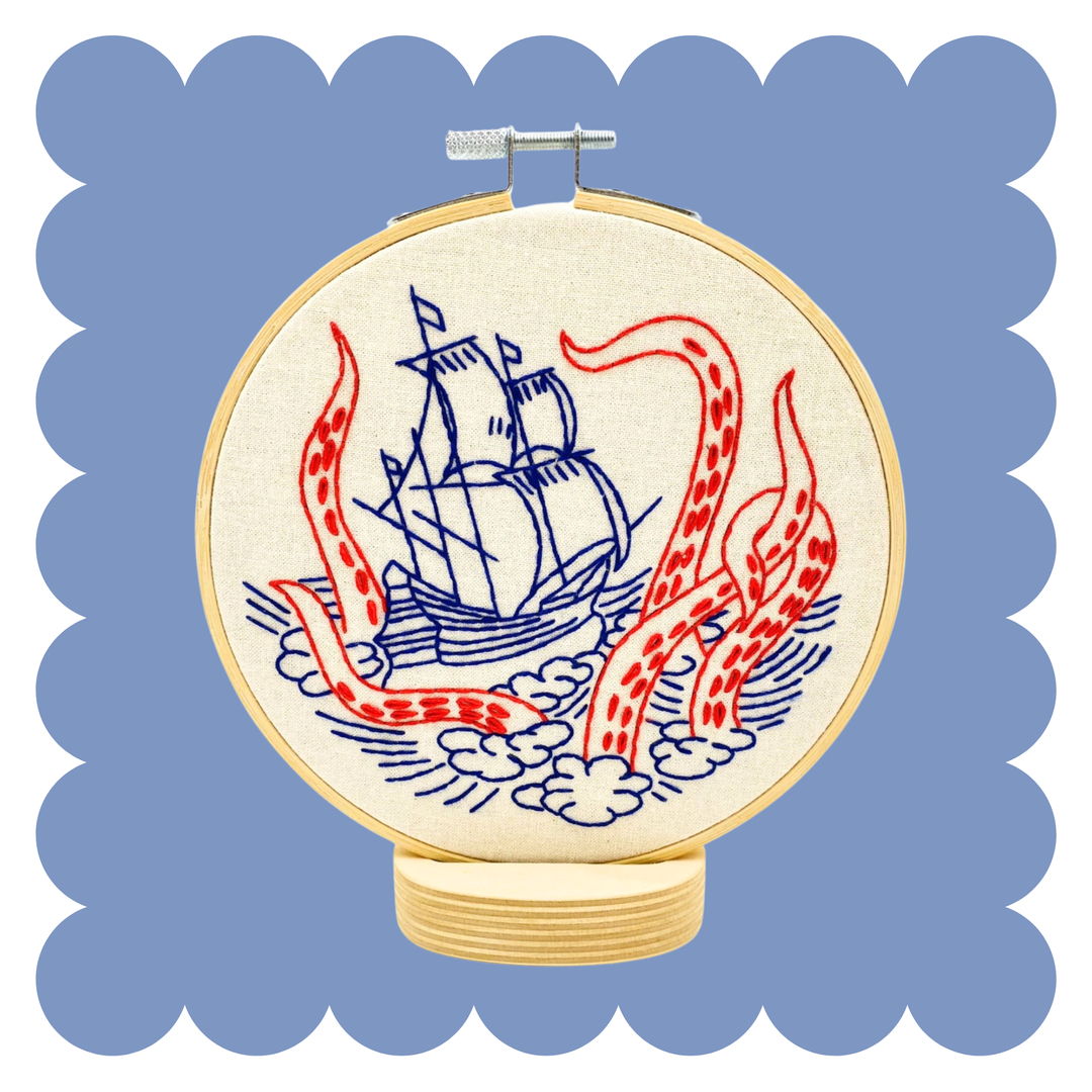 Kraken and Ship Complete Embroidery Kit