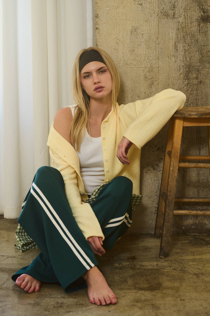 Wide Leg Track Pants-Pine