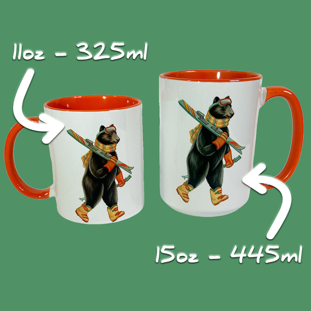 Bear skiing Mug: 15oz - 445ml