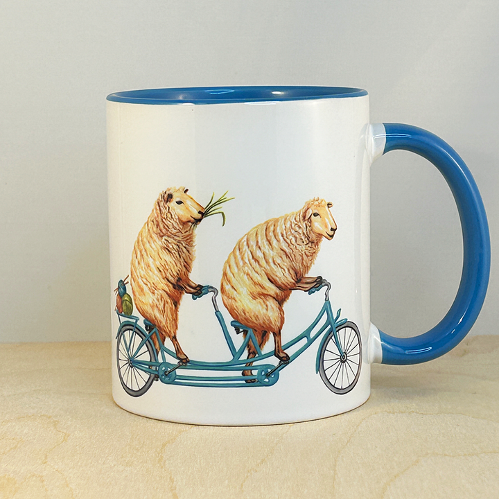 Sheep riding a Bike Mug: 11oz - 325ml