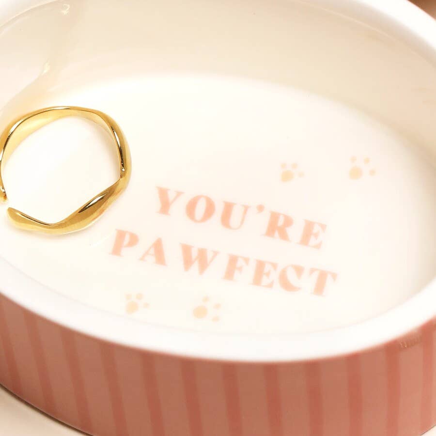 Pink oval Dog Trinket Pot