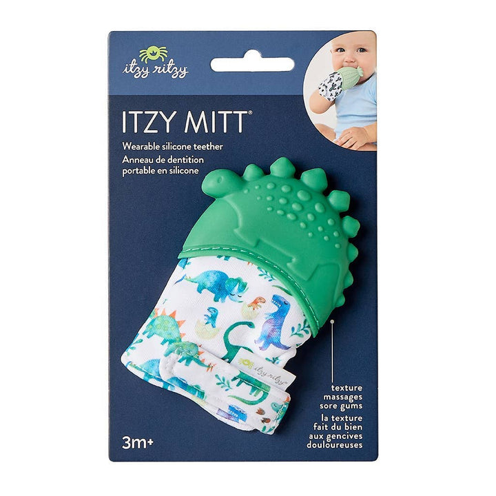 Itzy Mitt™ Silicone Teething Mitts: Dinosaur