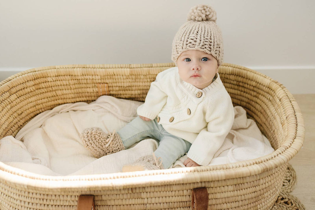 BABY BOOTIES - SWEATER MOCCS - OATMEAL