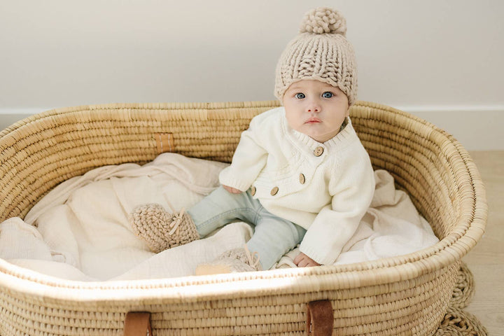 BABY BOOTIES - SWEATER MOCCS - OATMEAL