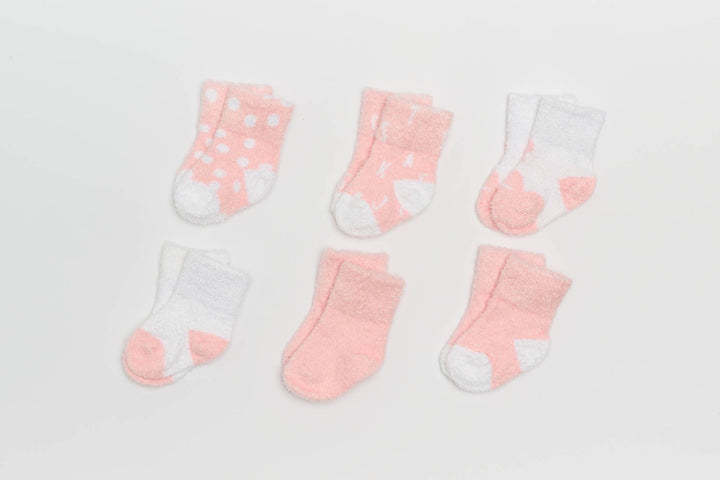 6PC Pack Chenille Socks- Pink