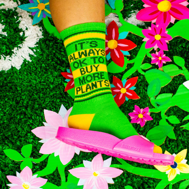 It's Always OK To Buy More Plants Gym Crew Socks